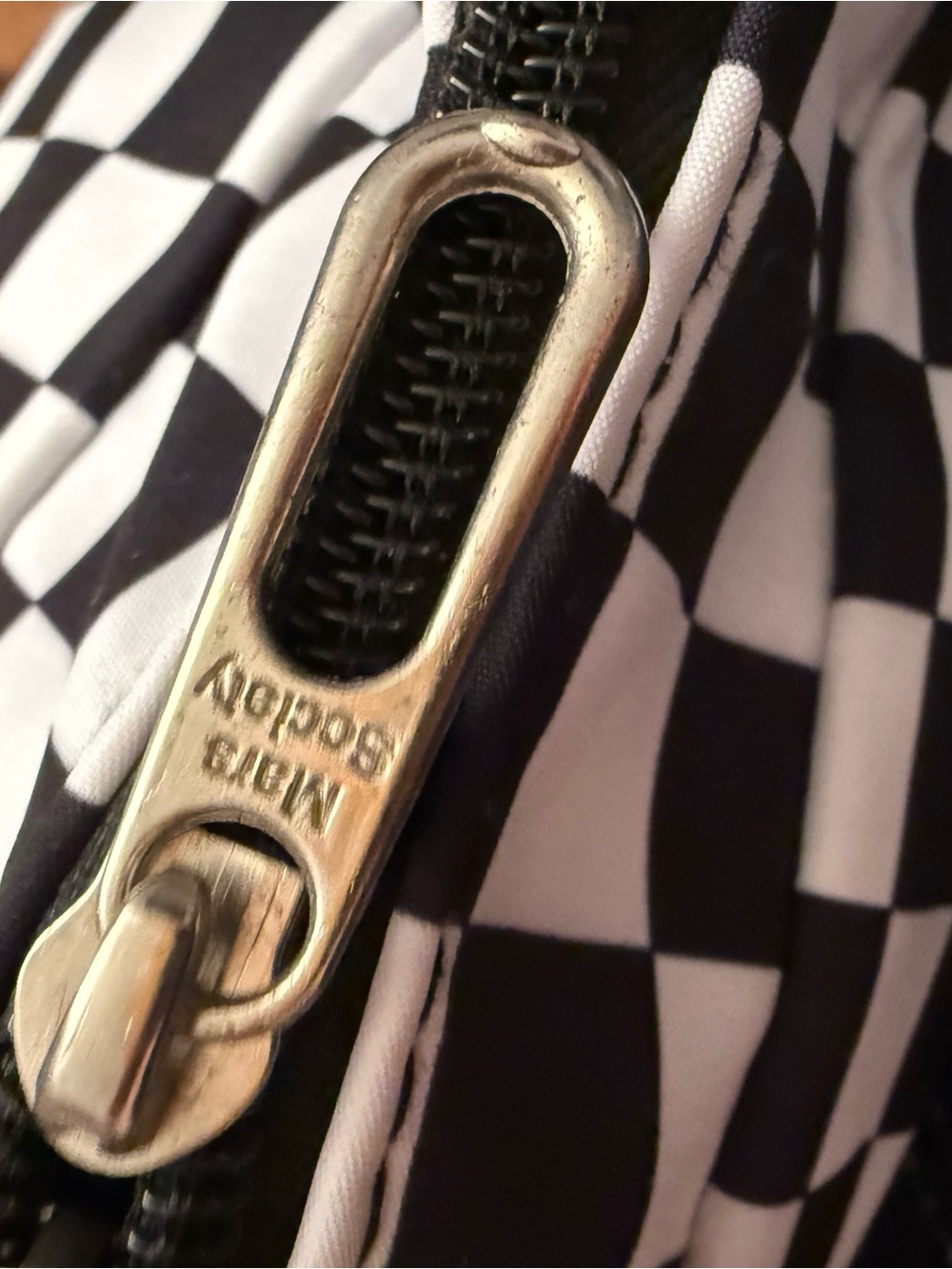 Society Black & White Checker Shoulder Bag with Chain - Picture 6 of 8